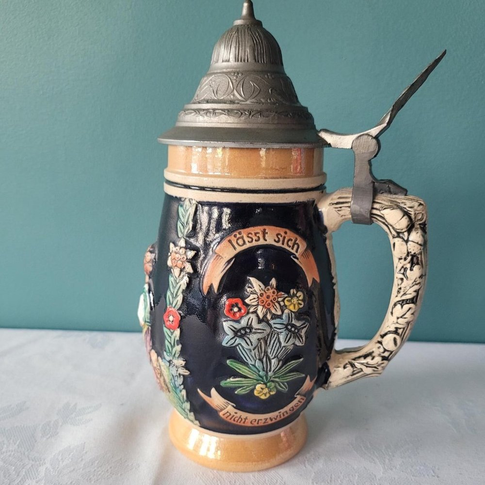 Vintage German Beer Stein with Lid
